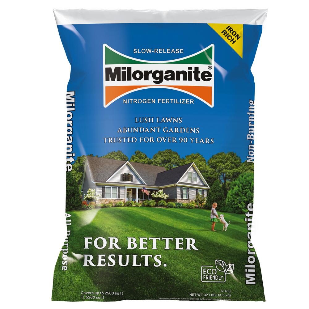 Milorganite 32 Lbs Slow Release Nitrogen Fertilizer The Home Depot