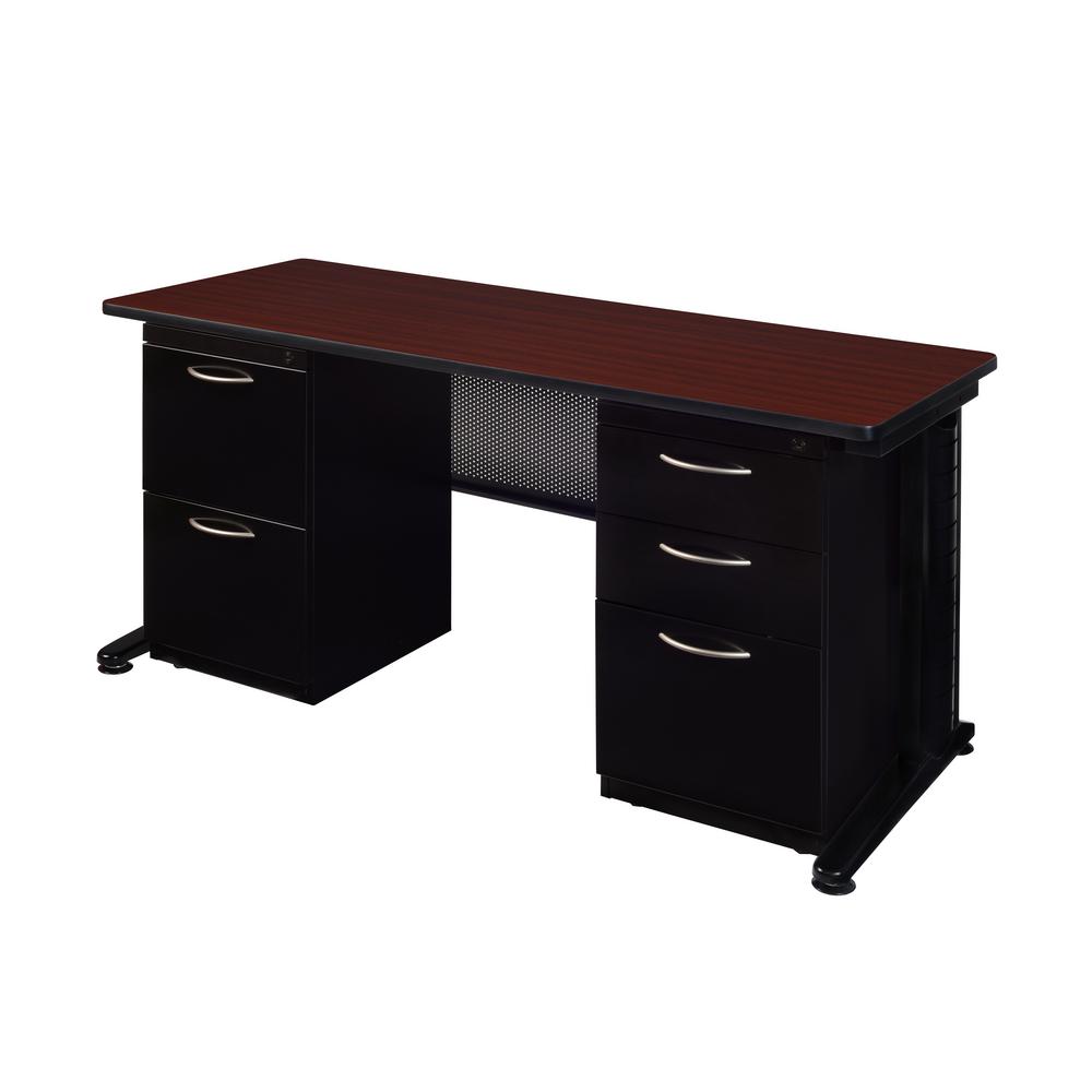Fusion 60 In W X 24 In D Mahogany Double Pedestal Desk Mdp6024mh