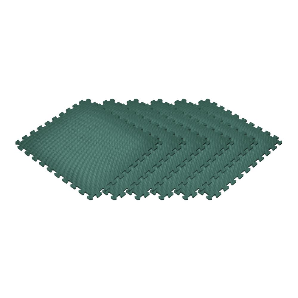 Norsk Dark Green 24 in. x 24 in. EVA Foam Non-Toxic Solid Color Interlocking Tile (18-Tile)