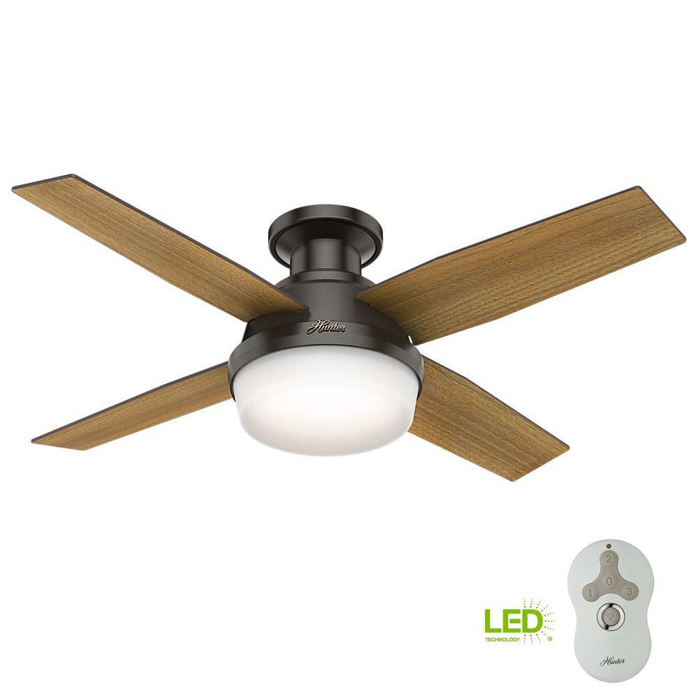 Hunter Dempsey 44 In Low Profile Led Indoor Noble Bronze Ceiling Fan With Universal Remote 59445 The Home Depot - Hunter Ceiling Fan Light Flickers Off Hunter Dempsey 44 In Low Profile Led Indoor Noble Bronze Ceiling Fan With Universal Remote 59445 The Home Depot - Hunter Ceiling Fan Light Flickers Off
