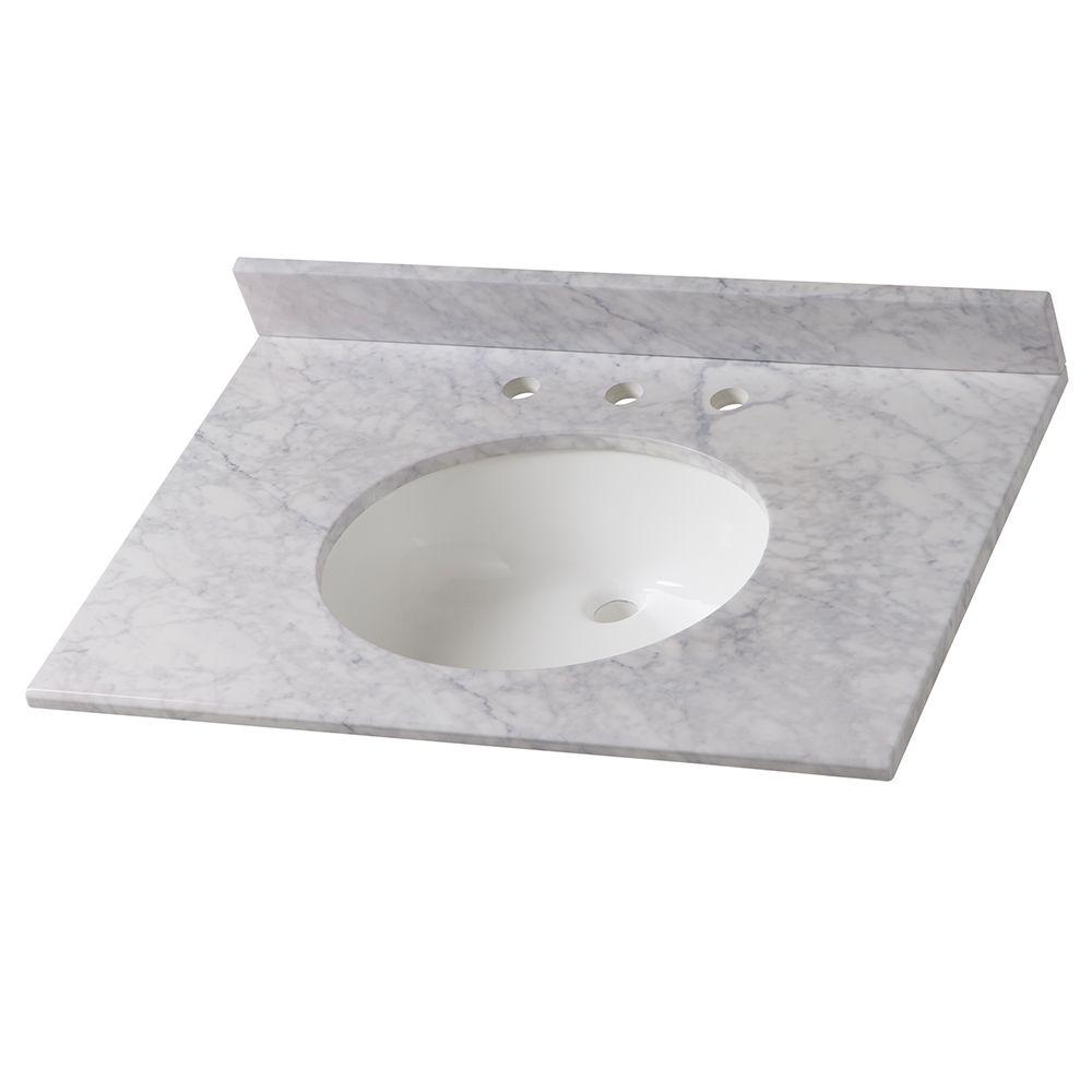 Home Decorators Collection 31 in. W Stone Effects Vanity Top in Carrera