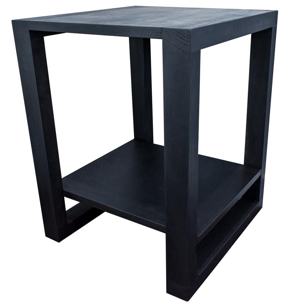 Unbranded 20 in. Black Oak Square End Table03ST32010768 The Home Depot