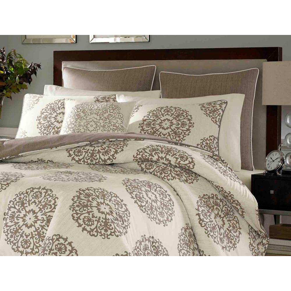 Stone Cottage Medallion 4 Piece Brown King Cotton Comforter Set