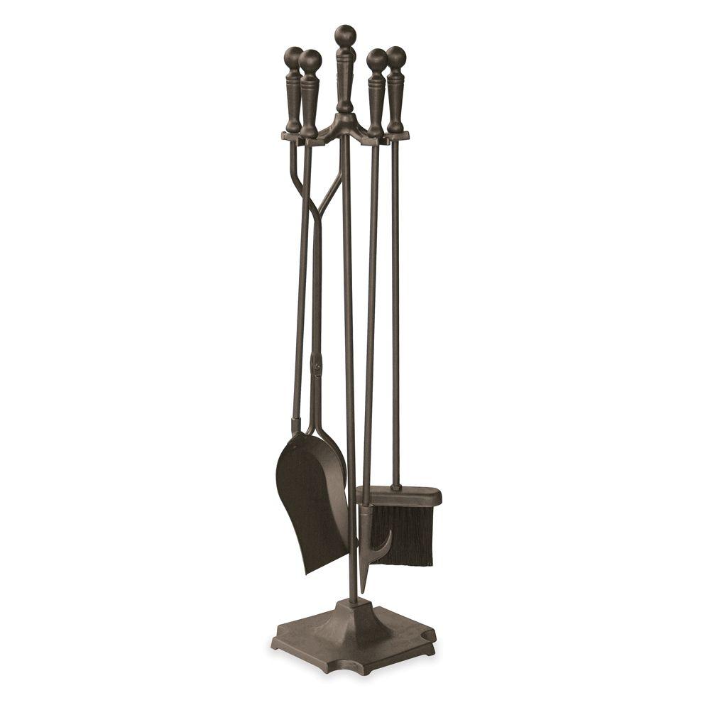 UniFlame Bronze 5Piece Fireplace Tool Set with Ball Handles and Pedestal BaseF1634  The Home 