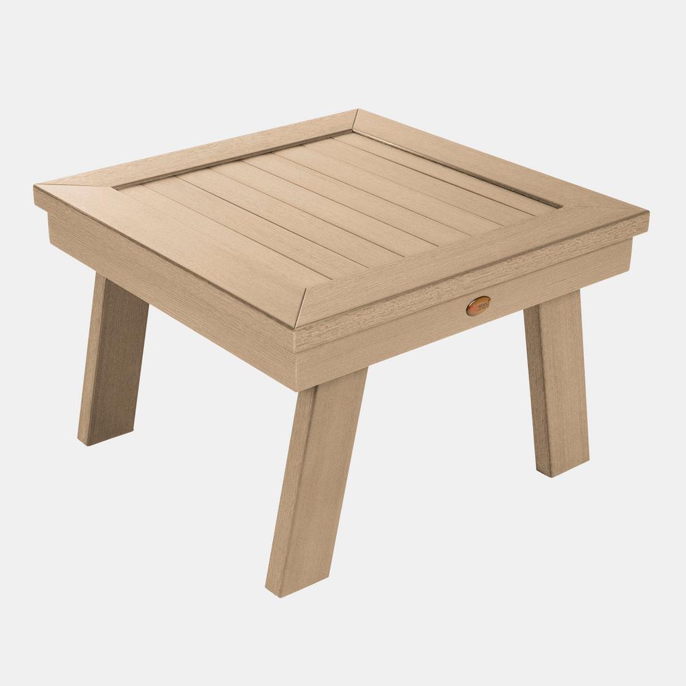 Highwood Adirondack Coastal Teak Square Recycled Plastic Outdoor Side Table Ad Dsst1 Cge The Home Depot