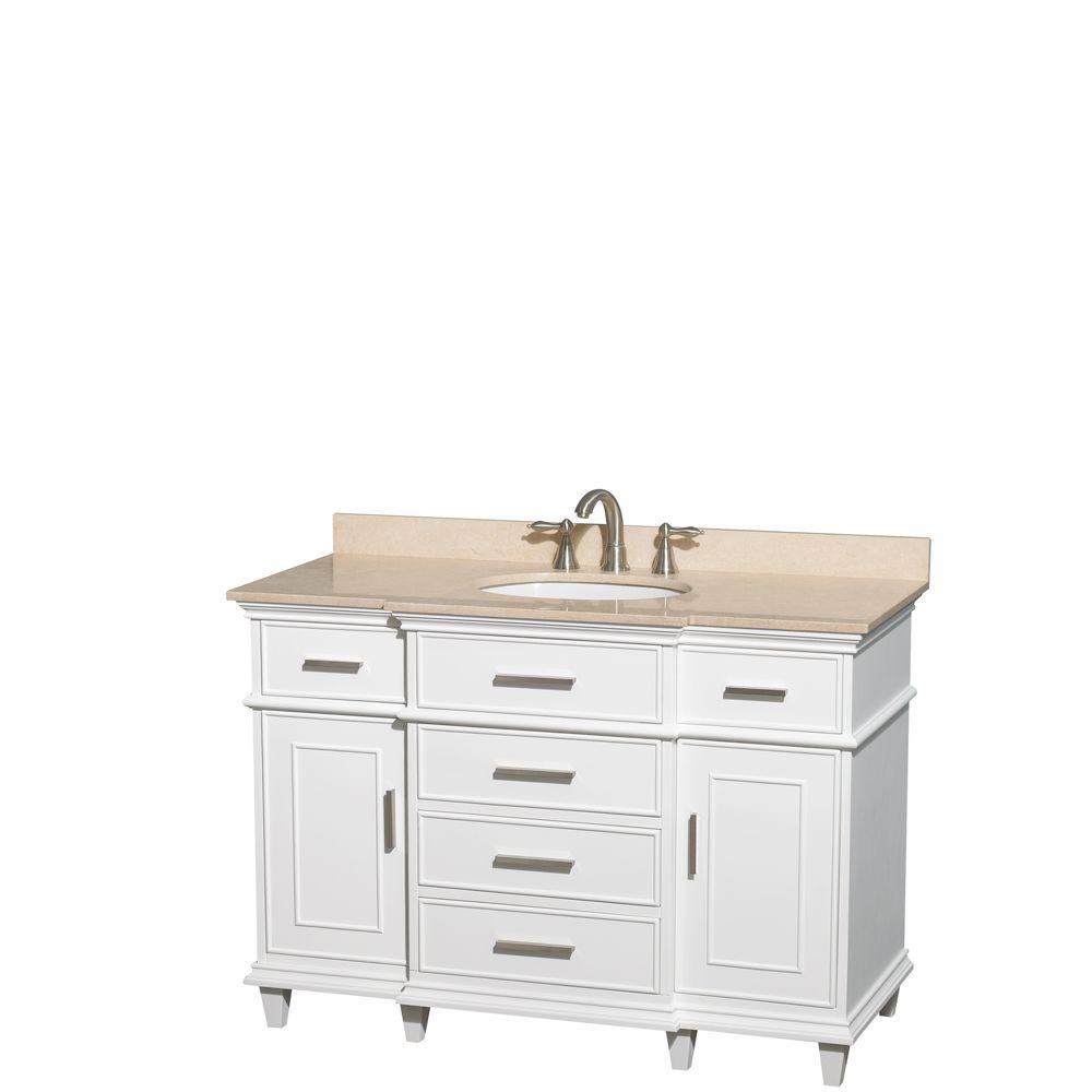 Wyndham Collection Berkeley 48 In Vanity White With Marble Top Ivory And Oval Basin