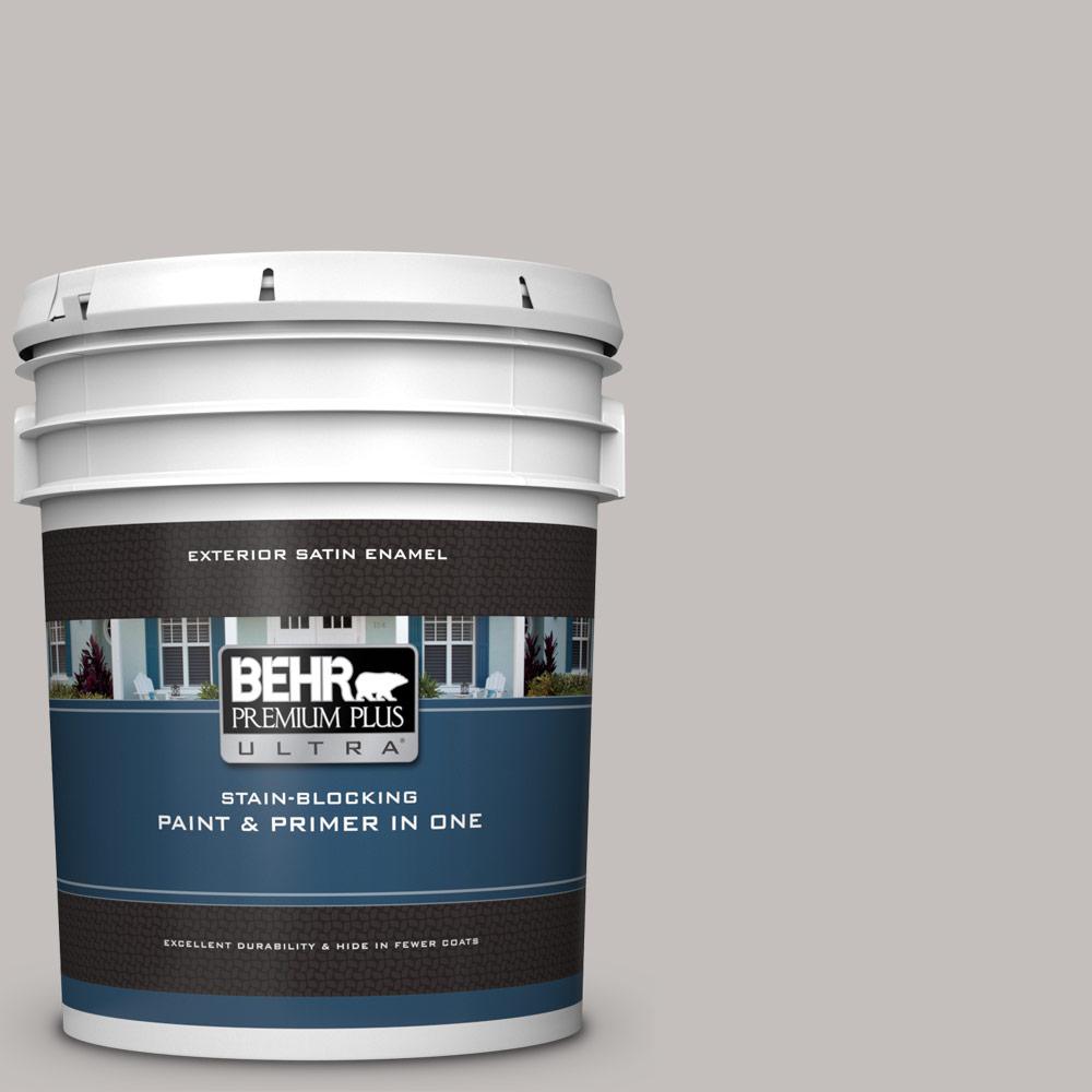 BEHR Premium Plus Ultra 5 Gal. #PPU18-10 Natural Gray Satin Enamel ...