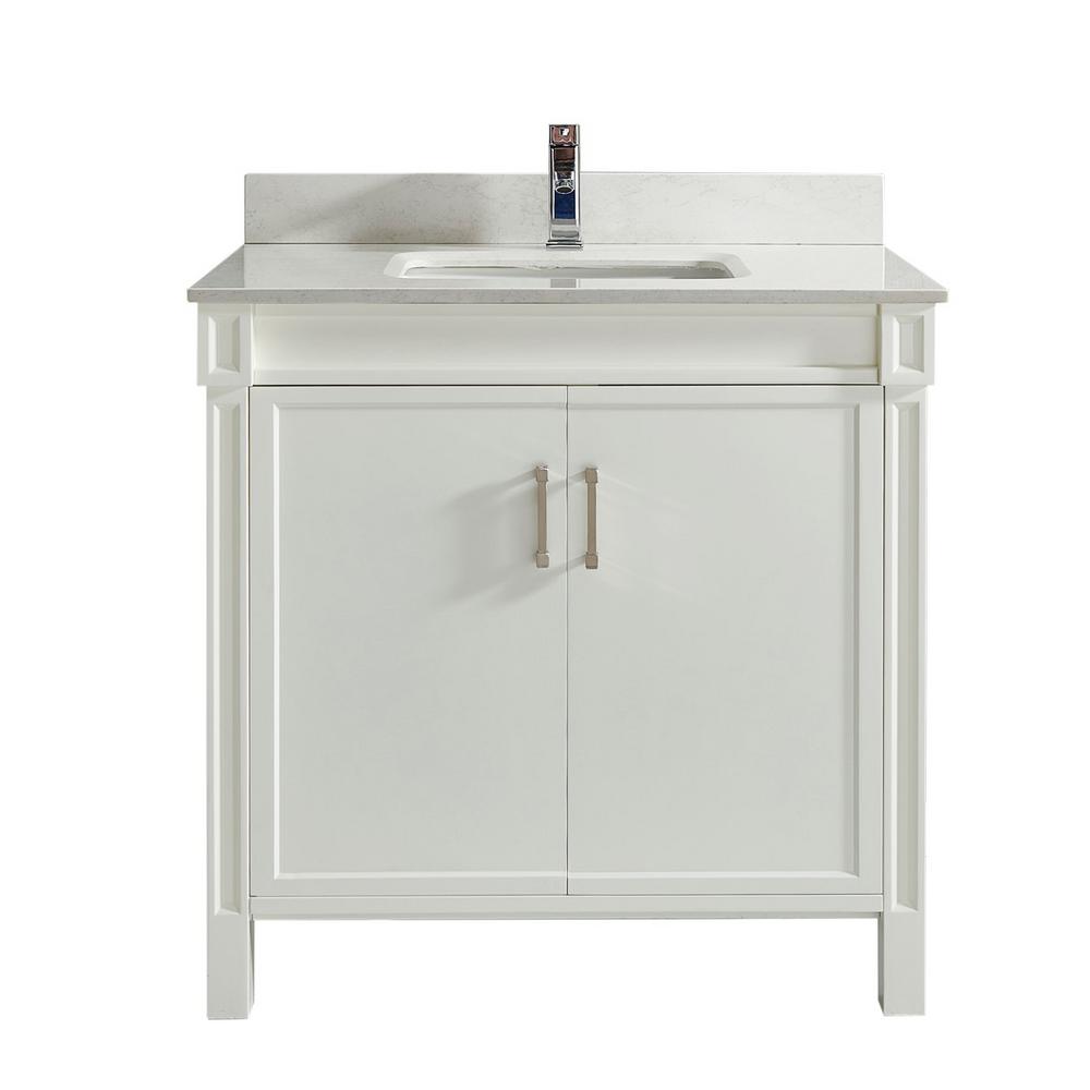 Studio Bathe Serrano 36 In W X 22 In D Vanity In White With Quartz Vanity Top In White With White Basin Serrano 36 White Quartz The Home Depot