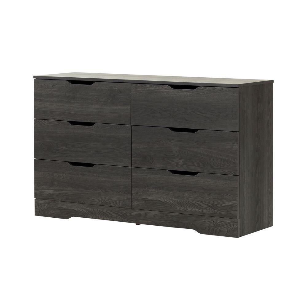 South Shore Holland 6 Drawer Gray Oak Dresser 10395 The Home Depot