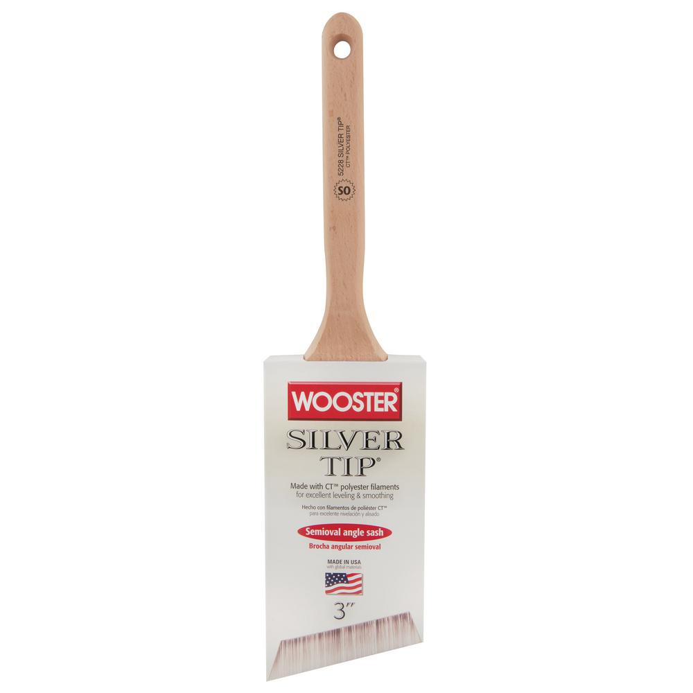 Wooster 3 in. Silver Tip Polyester Semi Oval Angle Sash Brush