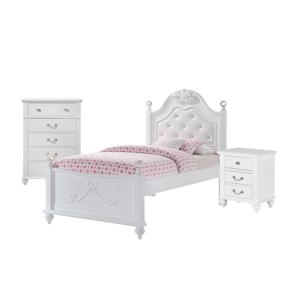 Picket House Furnishings Annie 3 Piece White Twin Platform Bedroom Set With Storage Trundle An700tt3pc The Home Depot