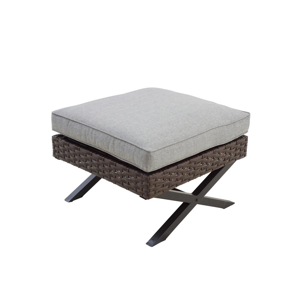 Patio Festival Metal Outdoor Ottoman with Beige Cushion PF20150 The