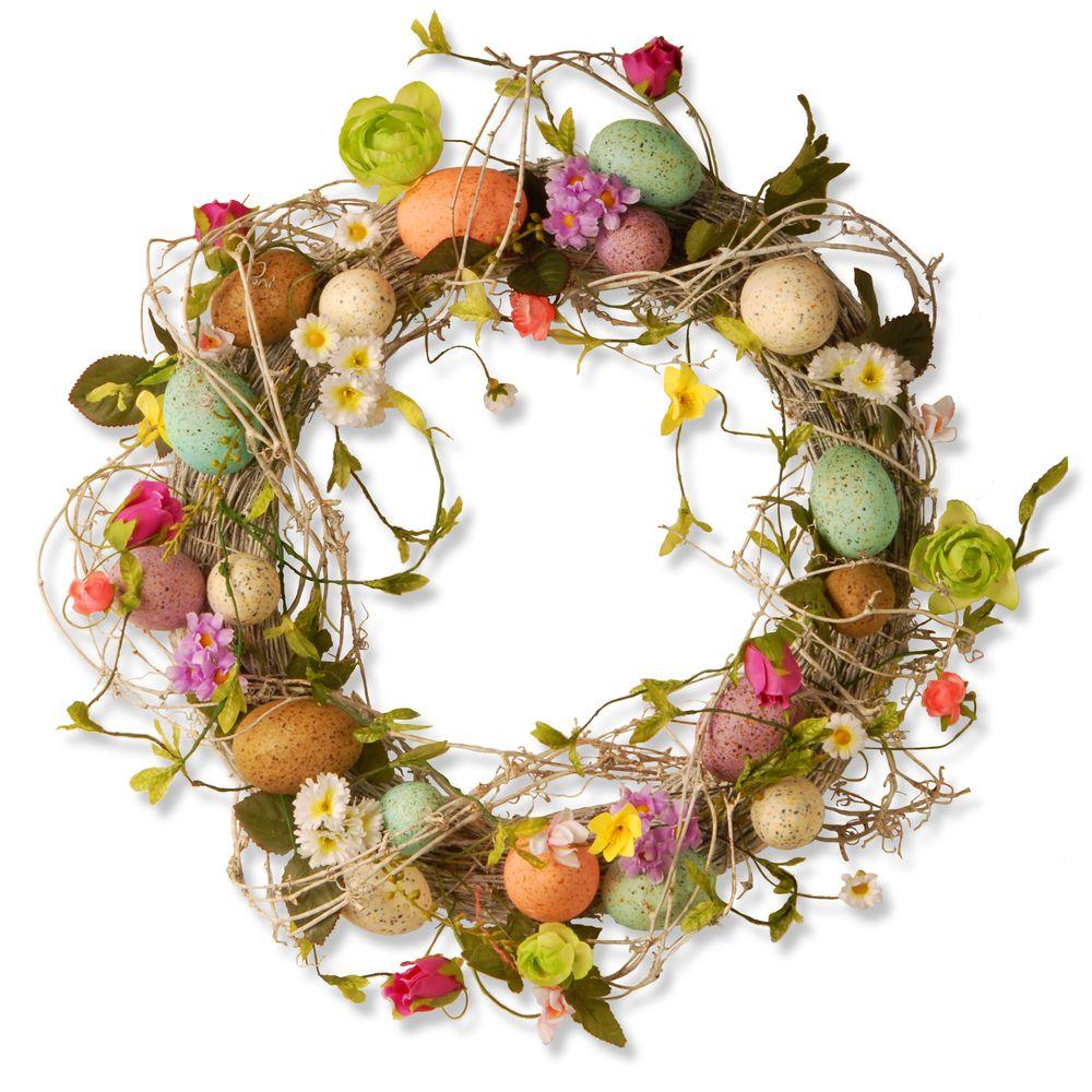 Twigs and Pastel Eggs National Tree 17 Inch Easter Topiary with Mixed Flowers GAE30-17TEF