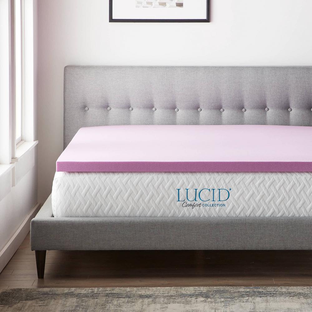 Lucid Comfort Collection 2 Inch Lavender and Aloe Infused Memory Foam