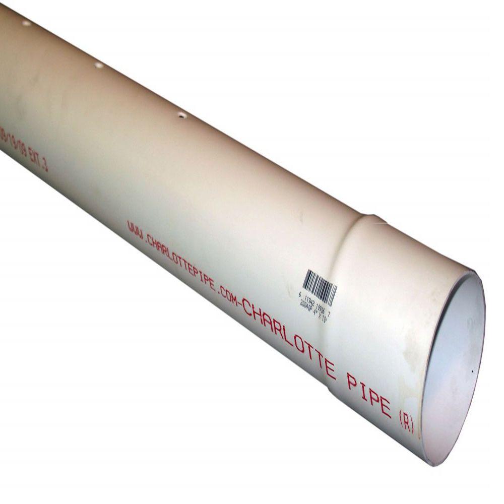 Charlotte Pipe 4 in. x 10 ft. PVC 2729 Perforated PipePVC30040P0600HC