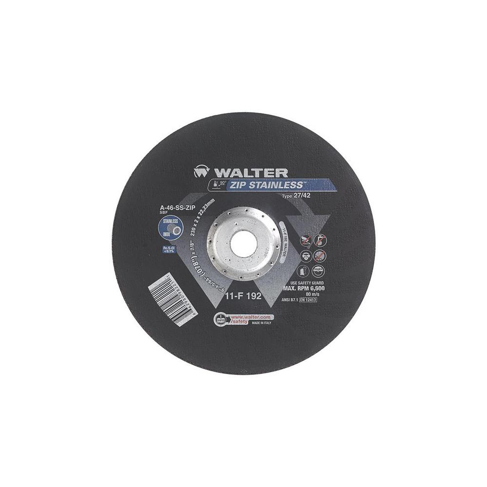 WALTER SURFACE TECHNOLOGIES ZIP Stainless 9 in. x 7/8 in. Arbor x 5/64