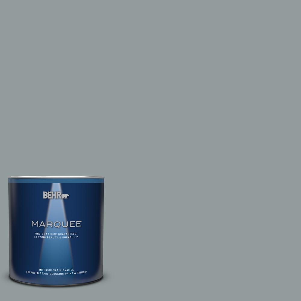 BEHR MARQUEE 1 qt. 720F4 Stone Fence Satin Enamel Interior Paint and Primer in One745404