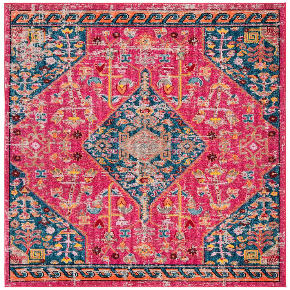 Safavieh Madison Pink/Turquoise 6 ft. 7 in. x 6 ft. 7 in. Square Area ...