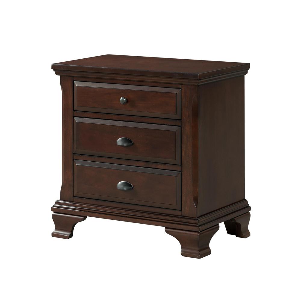 Picket House Furnishings Brinley 3 Drawer Cherry Nightstand Cn600nso The Home Depot