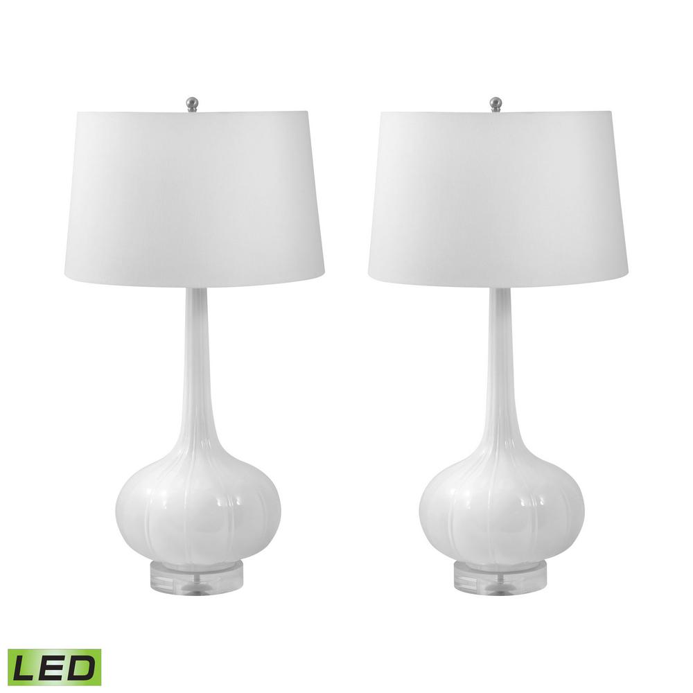 Titan Lighting Del Mar 32 In White Porcelain Led Table Lamp White Porcelain Led Table Lamp In