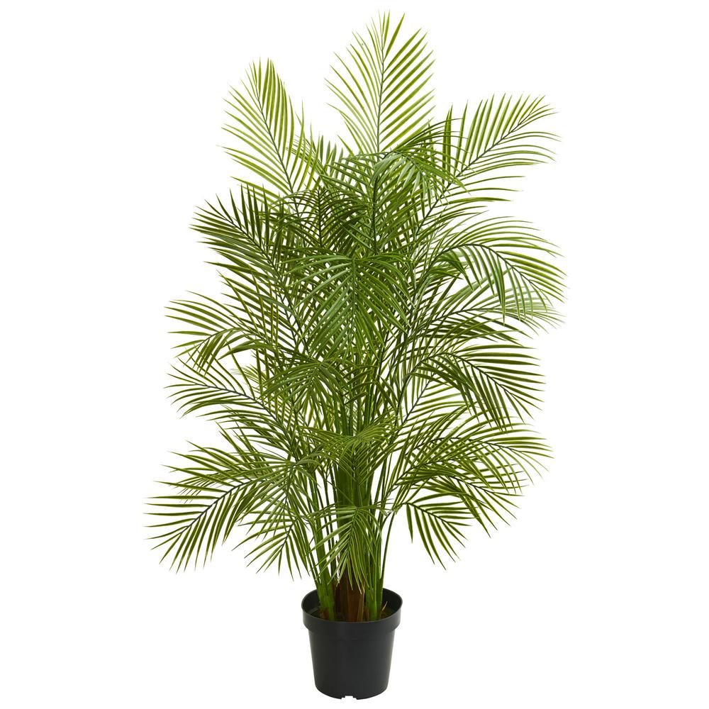 Decorative Natural Looking Artificial 5/' Potted Faux Areca Palm Silk Tree Plants