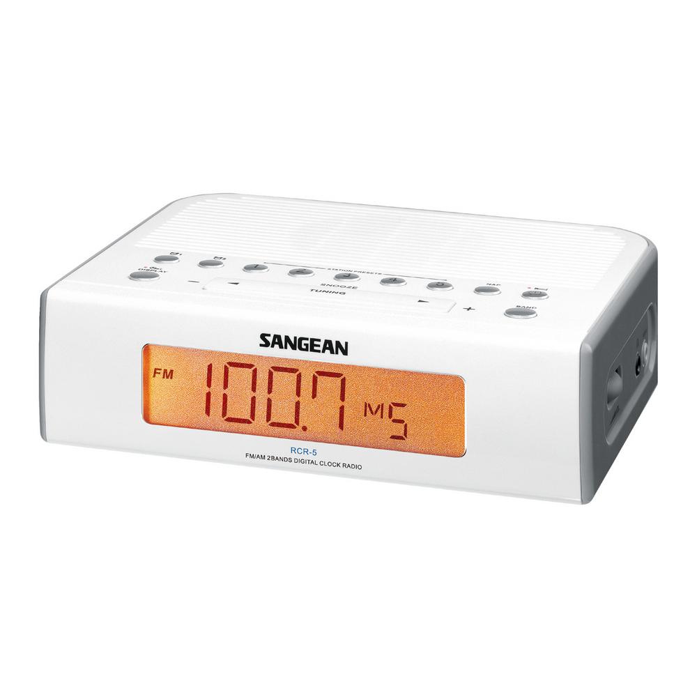 Sangean FM/AM Digital Tuning Alarm Clock Radio (White) by Sangean