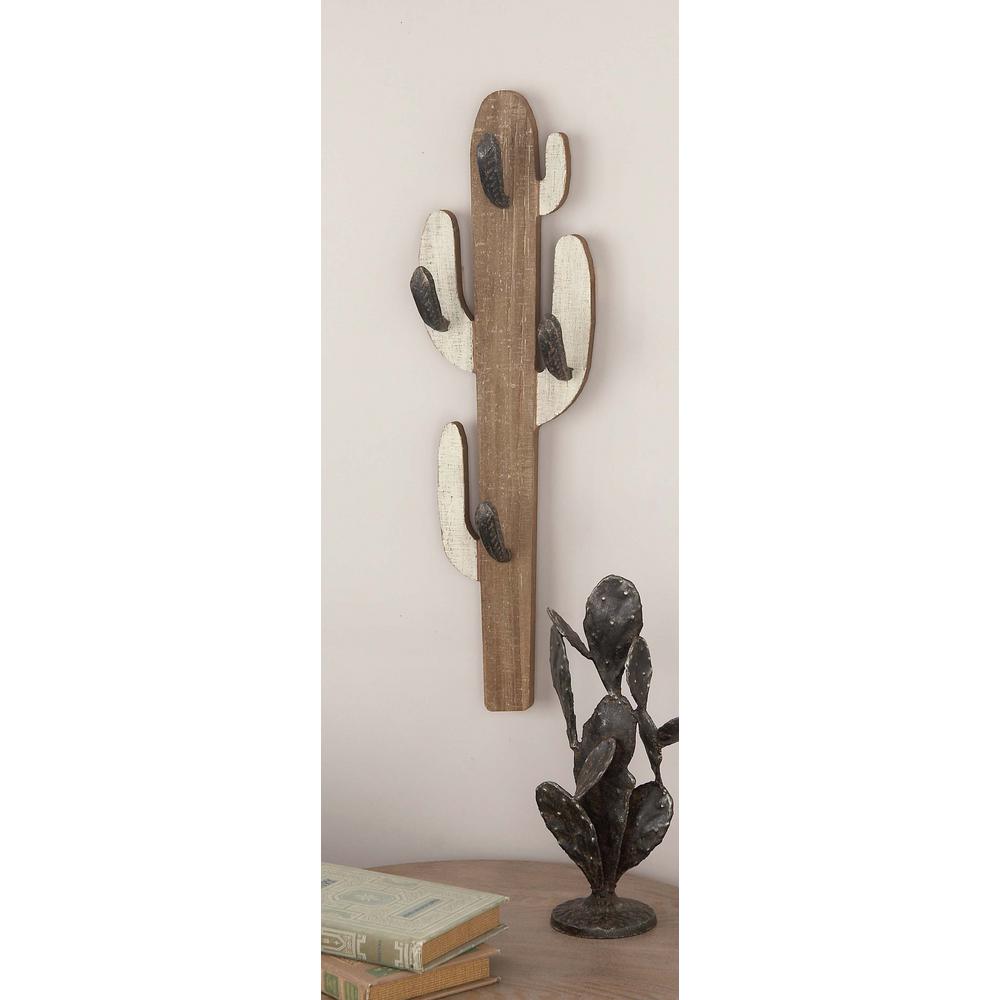 Litton Lane Wood Cactus Wall Hook 59433 The Home Depot Litton Lane Wood Cactus Wall Hook