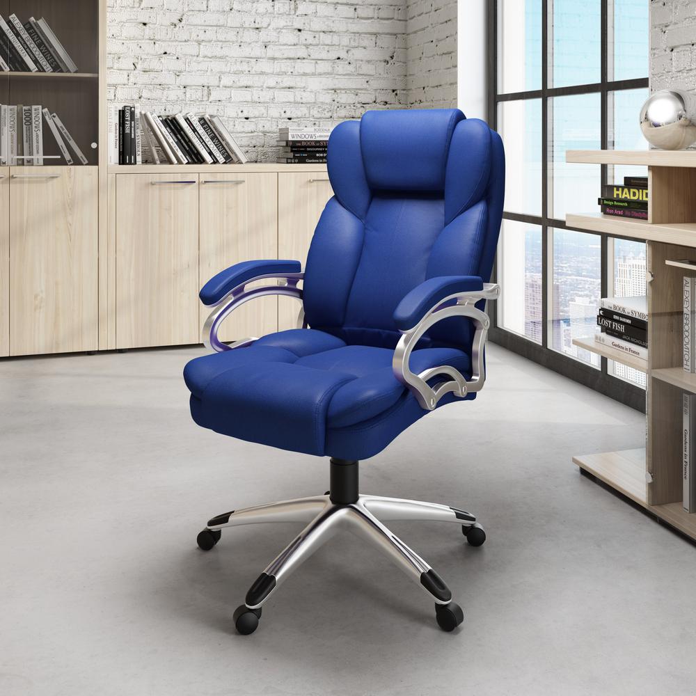 Corliving Cobalt Blue Leatherette Workspace Executive Office Chair Lof 478 O The Home Depot
