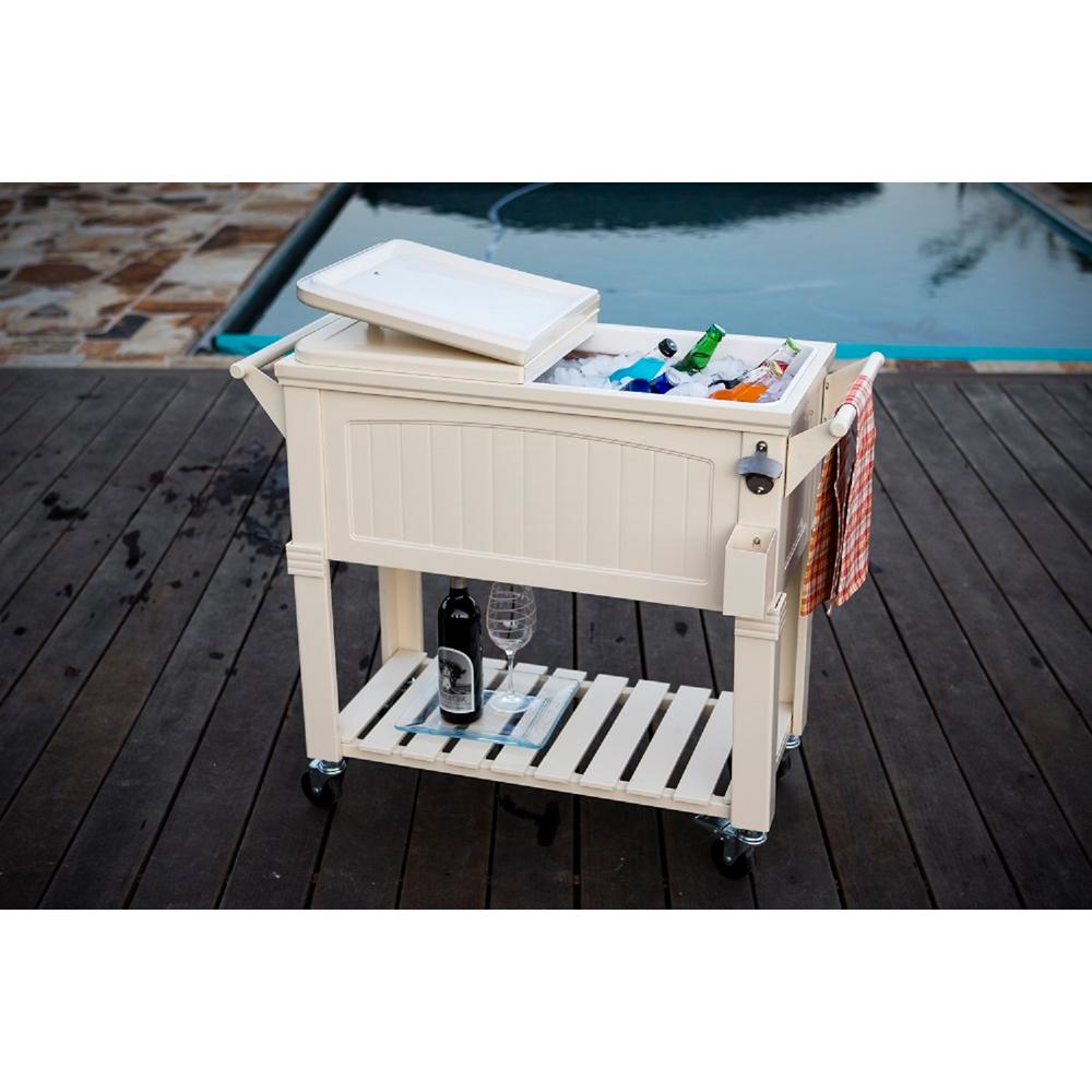 Permasteel Coolers Tailgating The Home Depot 80 Qt Rolling Patio Cooler Cream Furniture Style