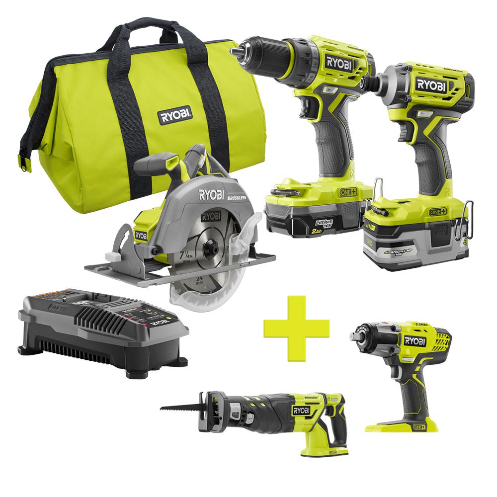 Ryobi 18-Volt ONE+ Lithium-Ion Cordless Brushless Combo Kit (3-Tool)
