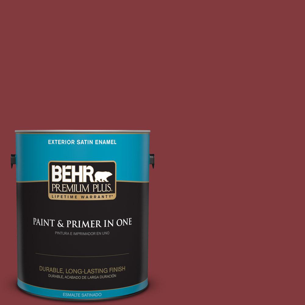 Behr Premium Plus 1 Gal S H 130 Red Wine Satin Enamel Exterior S H 130 Red Wine Satin Enamel Exterior Paint And Primer In One