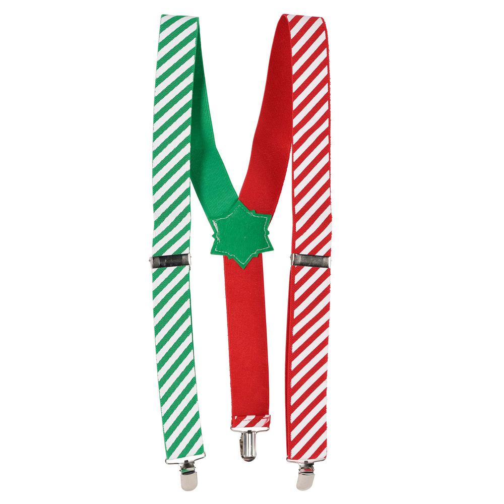 Amscan Candy Cane Striped Christmas Red and Green Suspenders (2Pack