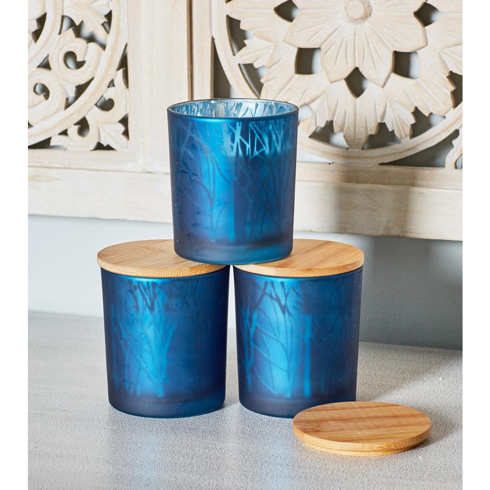 blue glass candle holder
