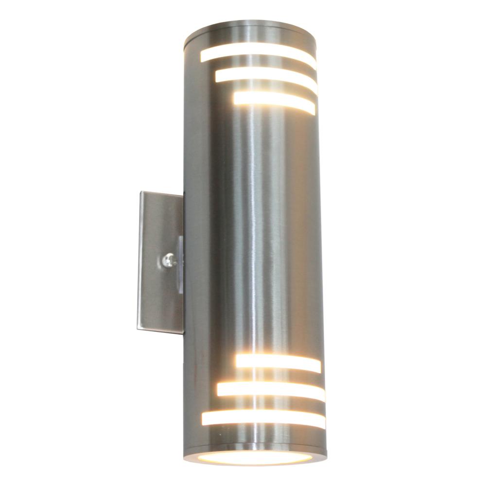 Artcraft 2 Light Stainless Steel Outdoor Wall Lantern Sconce Cli Acg002424 The Home Depot