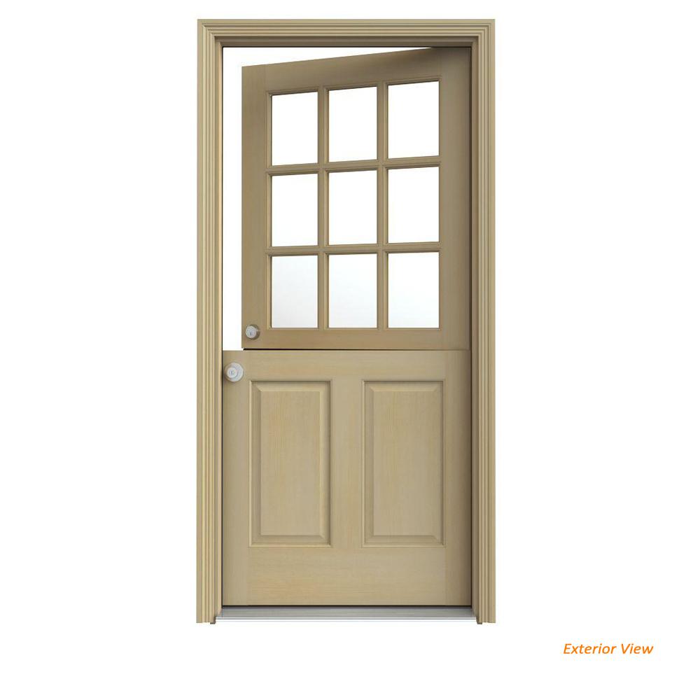 Jeld Wen 32 In X 80 9 Lite Unfinished Wood Prehung Right Hand 9 Lite Unfinished Wood Prehung Right