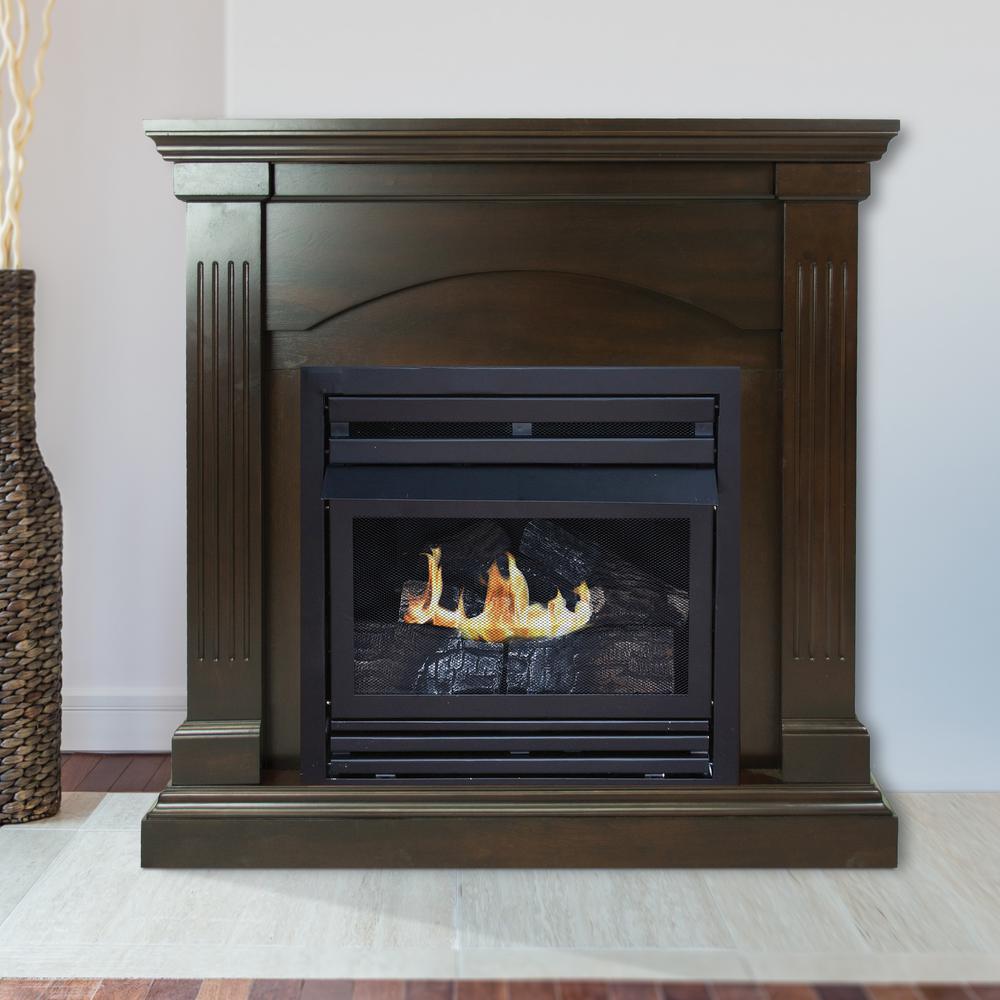 Pleasant Hearth 42 in. Convertible Vent-Free Dual Fuel Fireplace ...