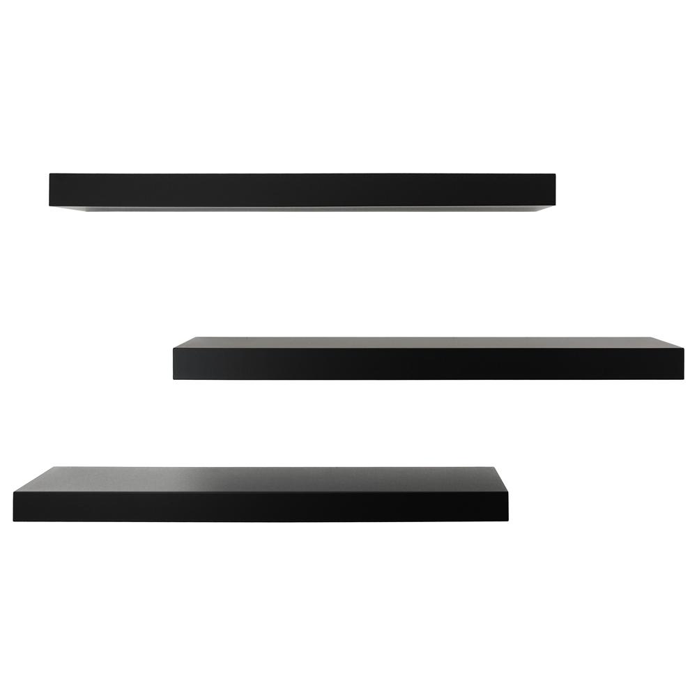 Kiera Grace Maine 24 in. W x 5 in. D Black Floating Wall Shelf (Pack of ...