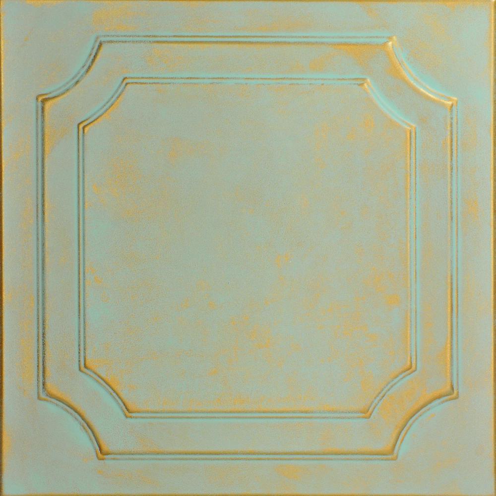 A La Maison Ceilings Virginian 1 6 Ft X 1 6 Ft Foam Glue Up Ceiling Tile In Gold Moss