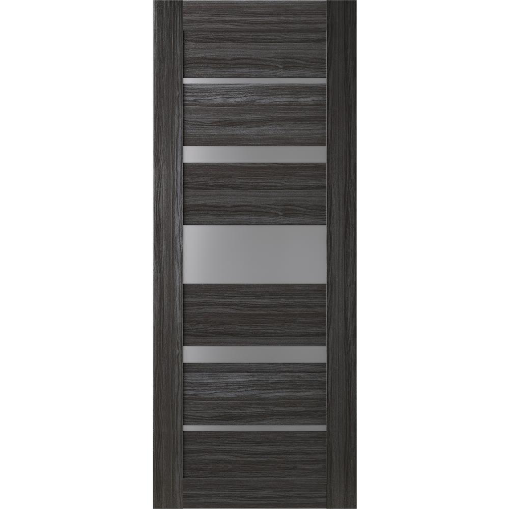 Belldinni 36 In X 80 In Kina Gray Oak Finished Frosted Glass 5 Lite Solid Core Wood Composite Interior Door Slab No Bore
