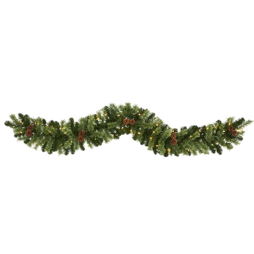 Nearly Natural 6 ft. PreLit Christmas Artificial Garland with 50 Multi