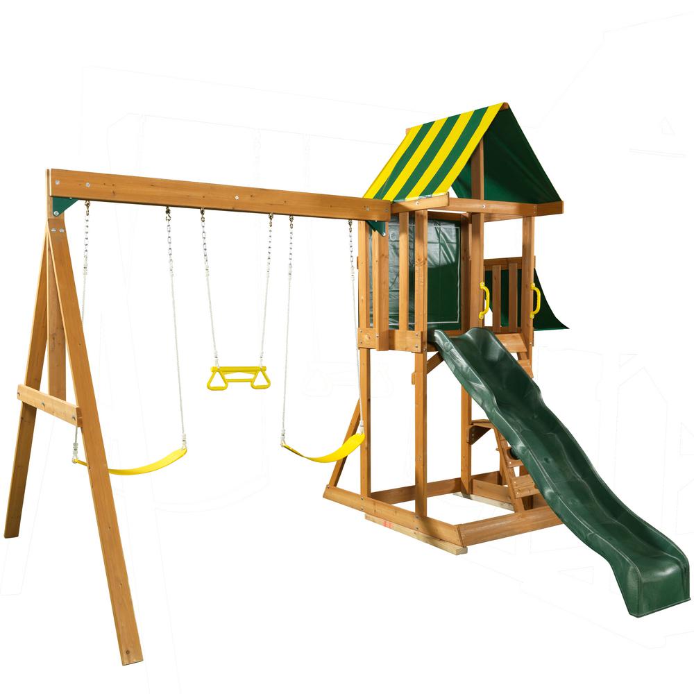 kidkraft spring meadow wooden swing set