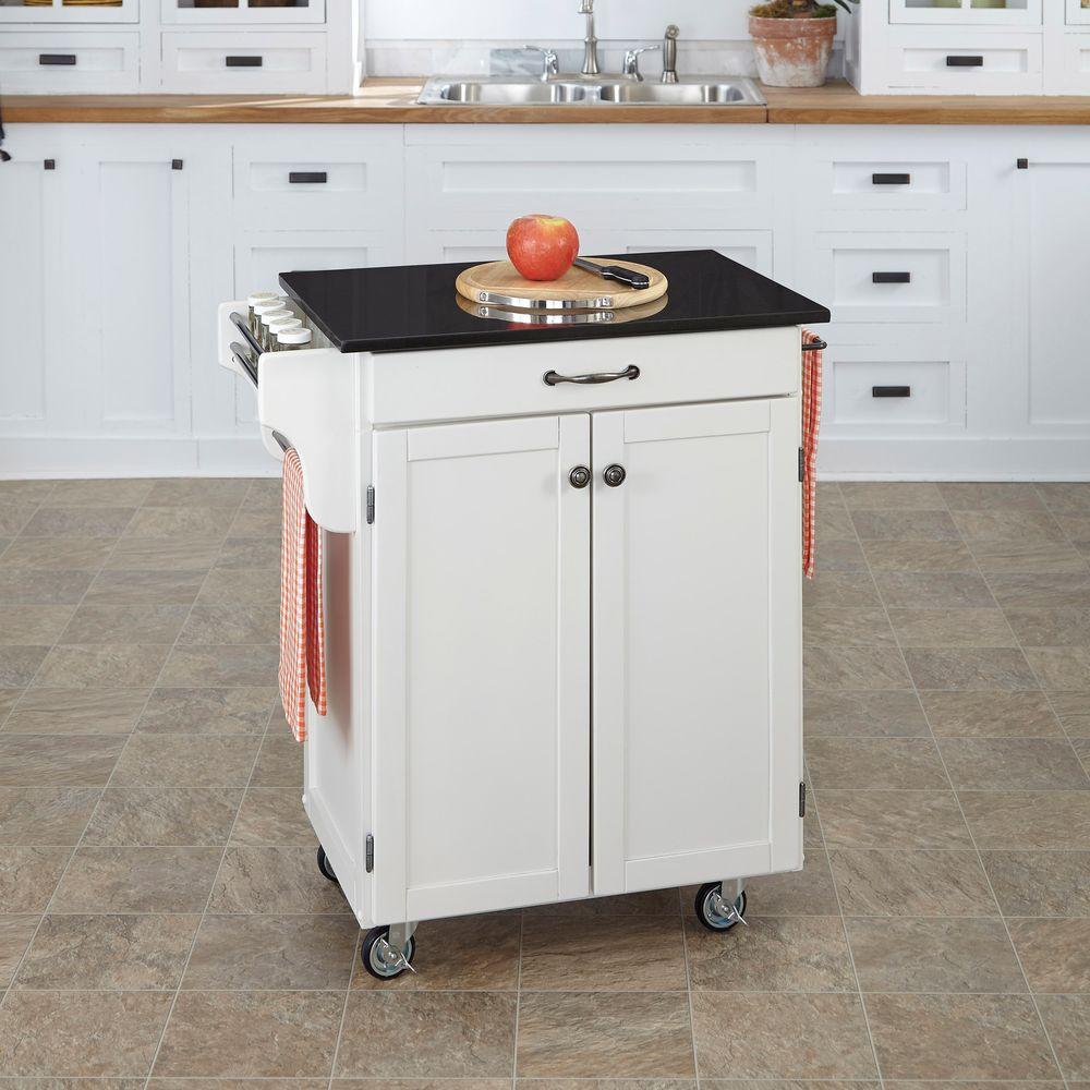 HOMESTYLES CreateaCart White Kitchen Cart with Stainless Top 9001