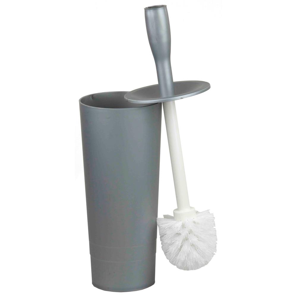 Home Basics Plastic Toilet Brush Holder With In Grey Tb45048 Home Basics Plastic Toilet Brush Holder With In Grey