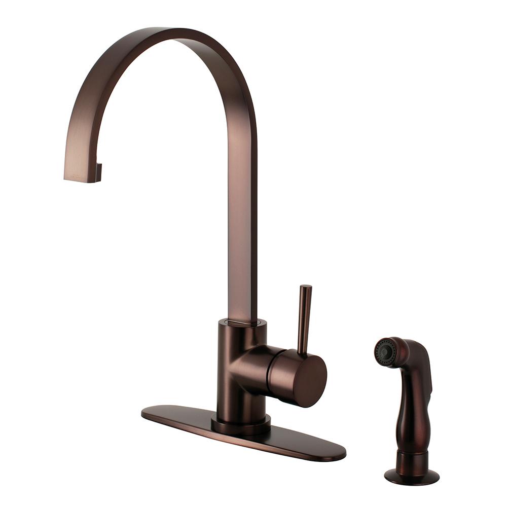 Kingston Brass Concord Single Handle Standard Kitchen Faucet With Side Sprayer In Oil Rubbed Bronze