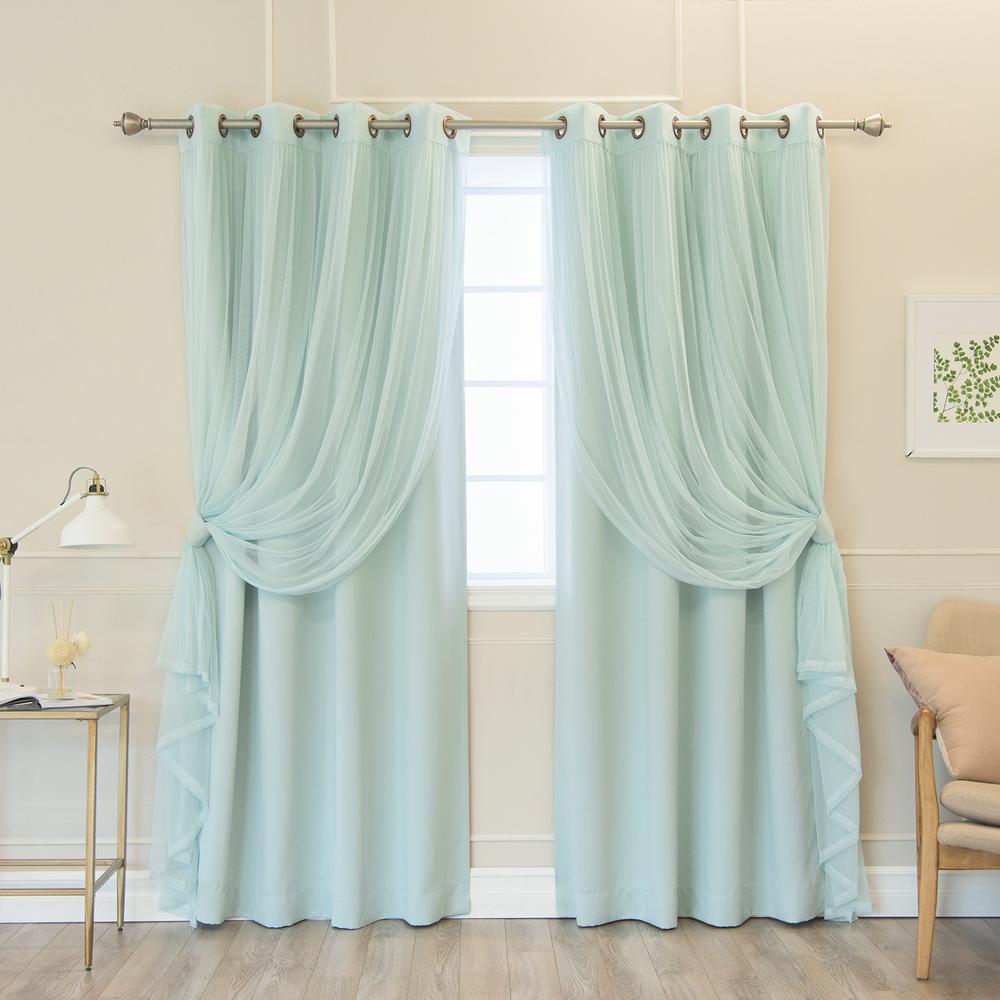 Best Home Fashion 84 In L Umixm Mint Tulle And Blackout Curtain L Umixm Mint Tulle And Blackout Curtain Panel 4