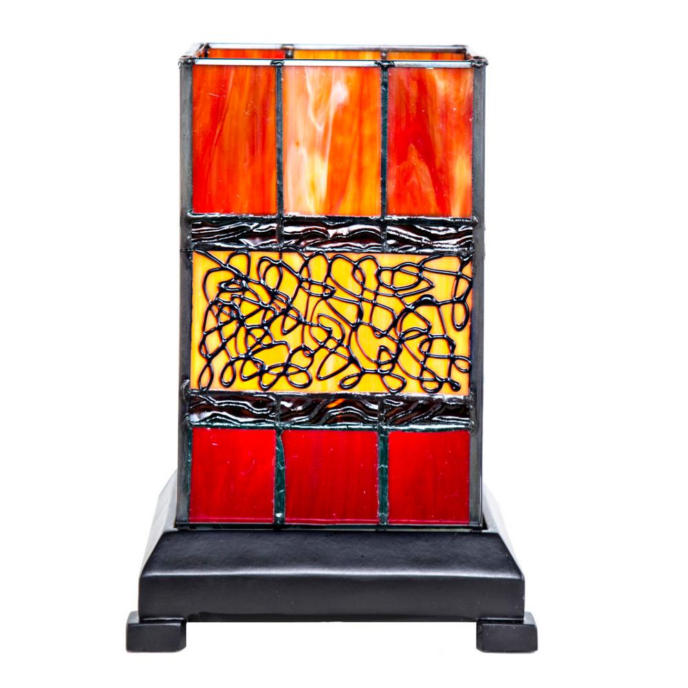 River Of Goods 9 63 In Red Table Lamp With Craftsman Style Stained Red Table Lamp With Craftsman Style Stained Glass Hurricane Shade