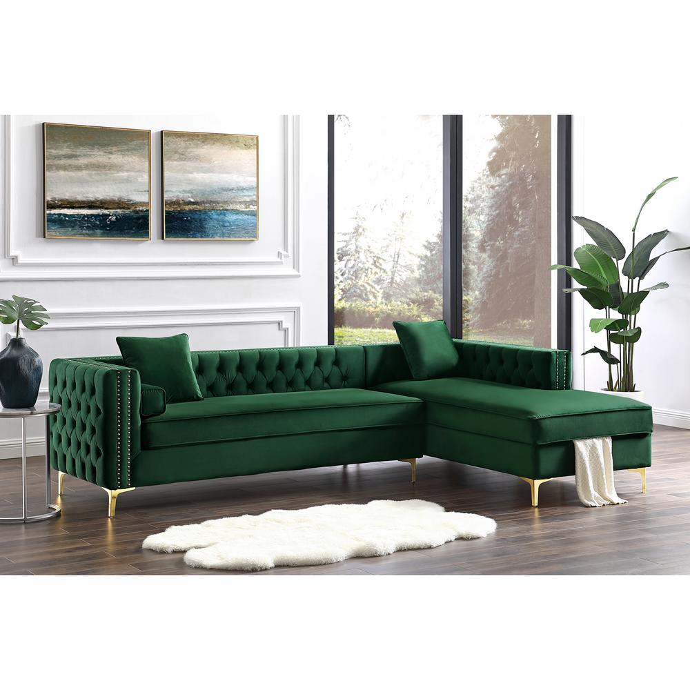 Inspired Home Olivia Hunter Green Silver Gold Velvet Right Facing