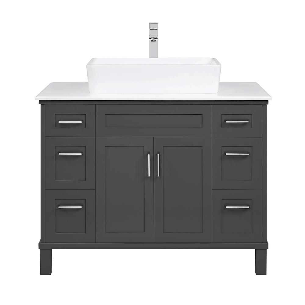 Newbridge 40 In W Bath Vanity In Dark Charcoal W Cultured Marble Vanity Top In White W White Basin Faucet Included