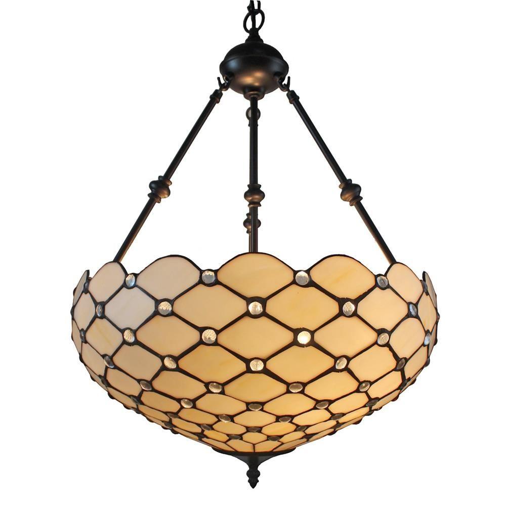 Amora Lighting 2 Light Tiffany Style And White Ceiling Hanging Pendant