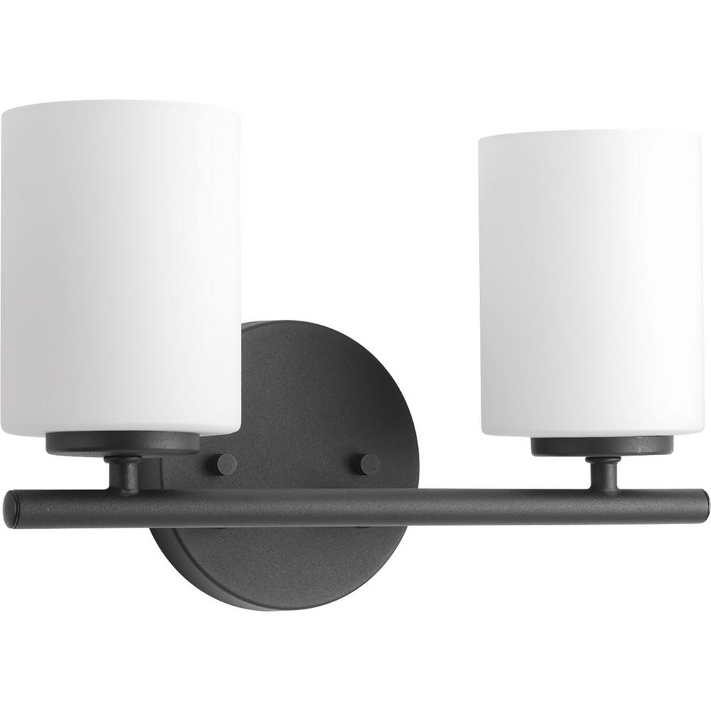 Progress Lighting Replay 13 in. 2-Light Black Bathroom Vanity Light